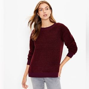 LOFT Women’s Sherpa Sweatshirt Maroon Color- Size Small Petite